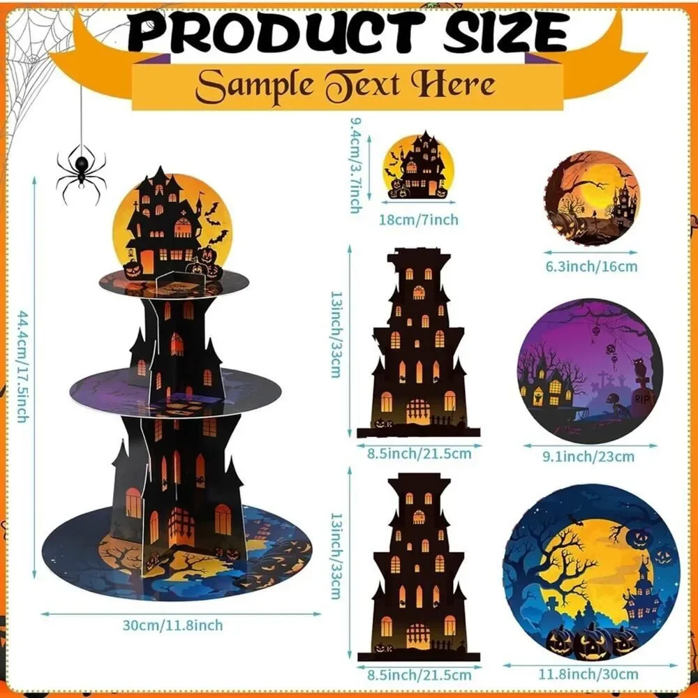 Halloween Party Cupcake Stand Decorations, 3 Tier Happy Halloween Theme Party